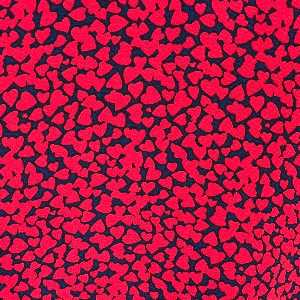 Michael Kors Top XL Red Abstract Heart Tie Front Flutter Sleeve V-Neck Button Up